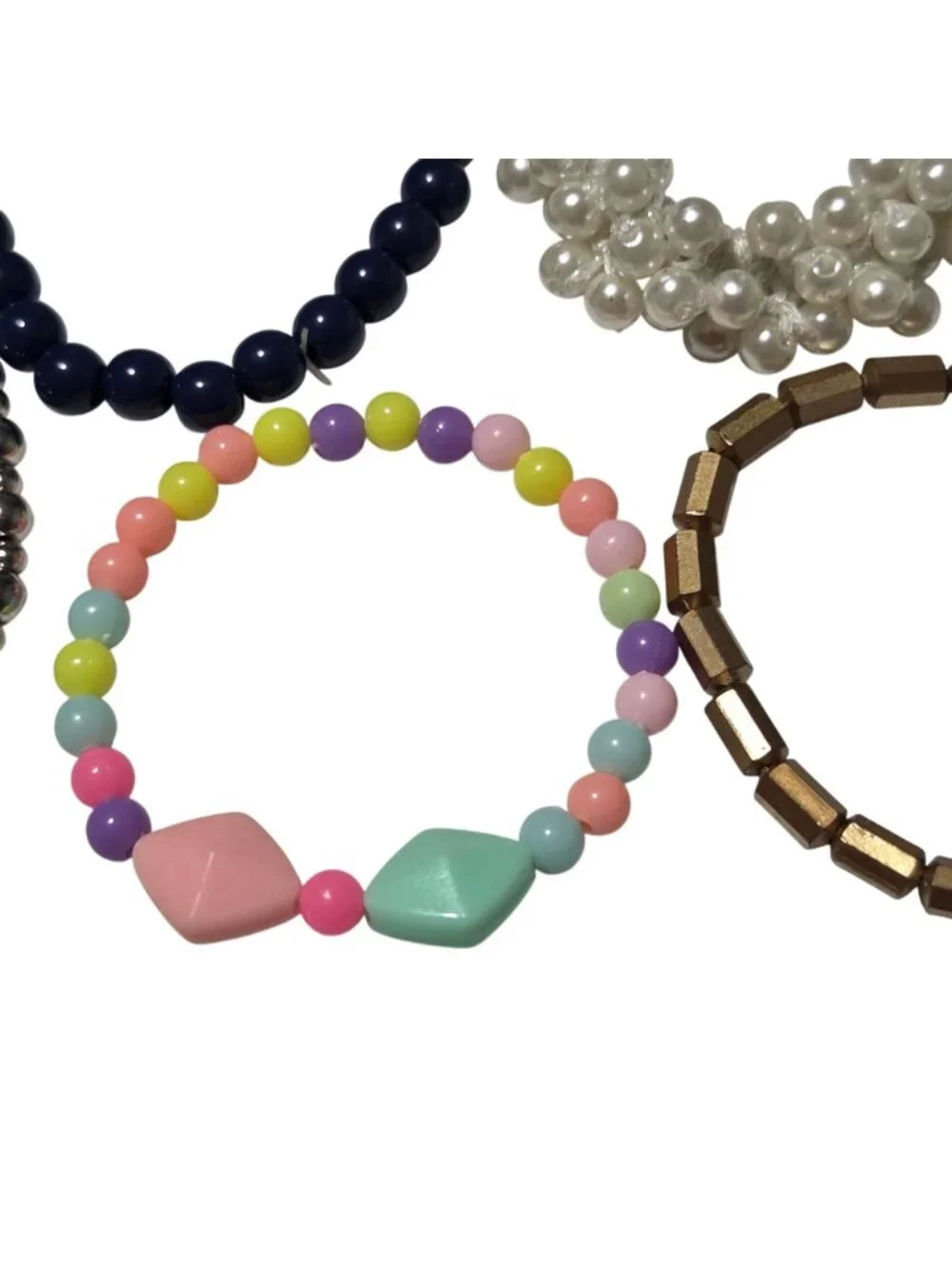 Beaded Stretch Bracelets Set Of 5 Variety Retro Funky Fashion Jewelry Women
